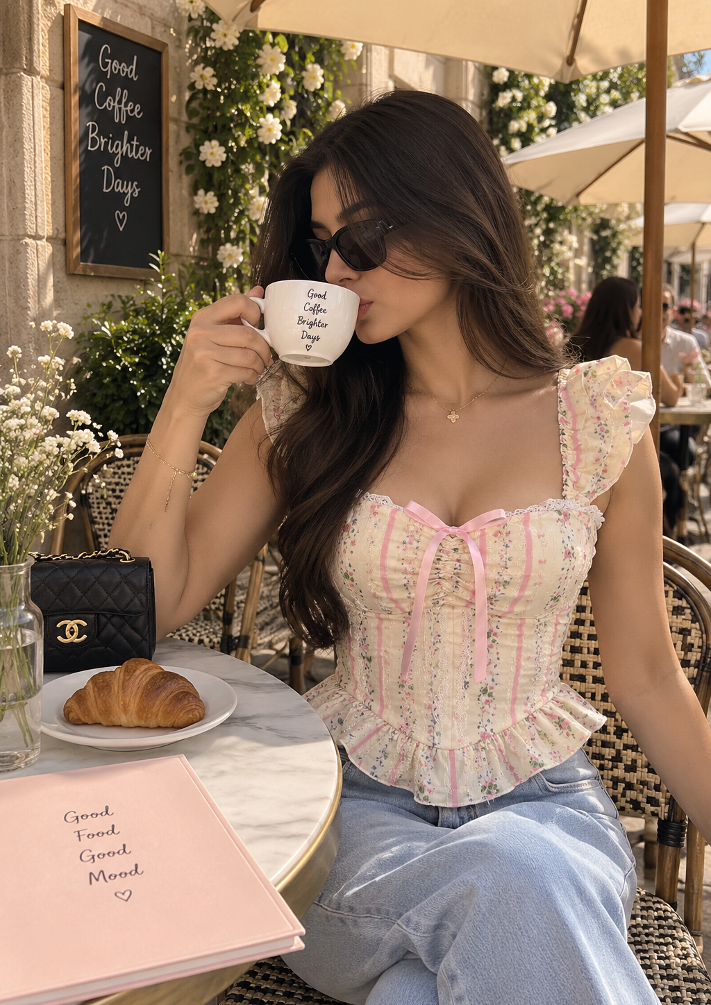 Women’s Floral Bow Tie Peplum Top