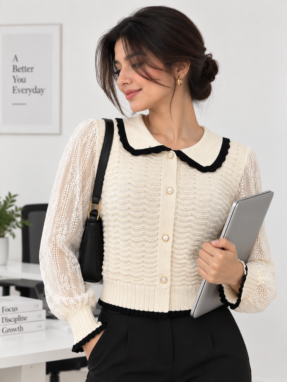 Pearl Button Knit Cardigan - Image 3