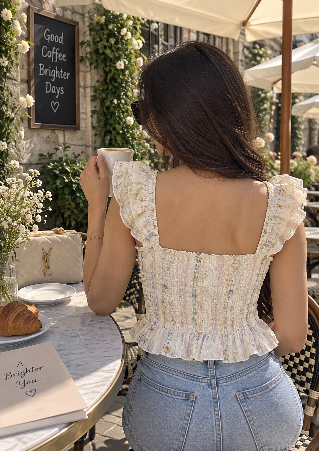 Women’s Floral Bow Tie Peplum Top - Image 6