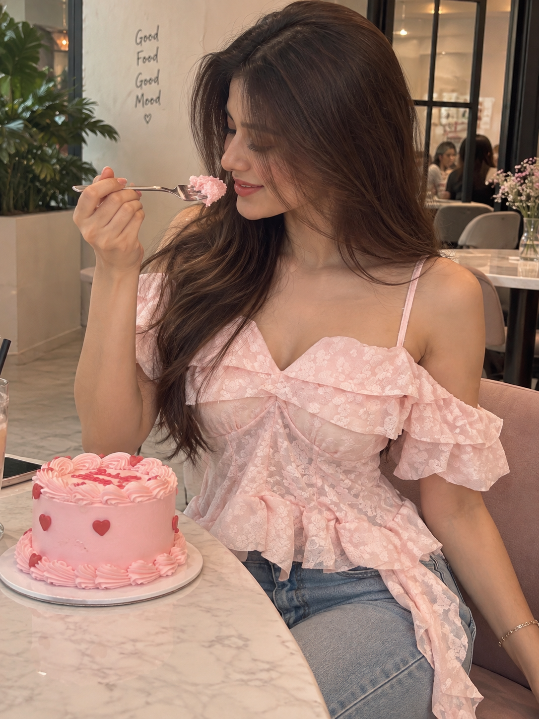Floral Lace Ruffle Peplum Top