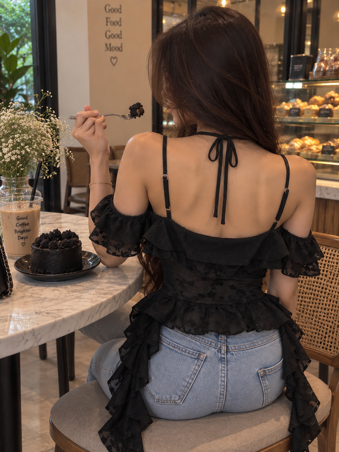Floral Lace Ruffle Peplum Top - Image 6