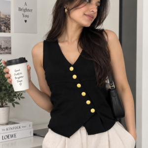 Ribbed Button-Down Top
