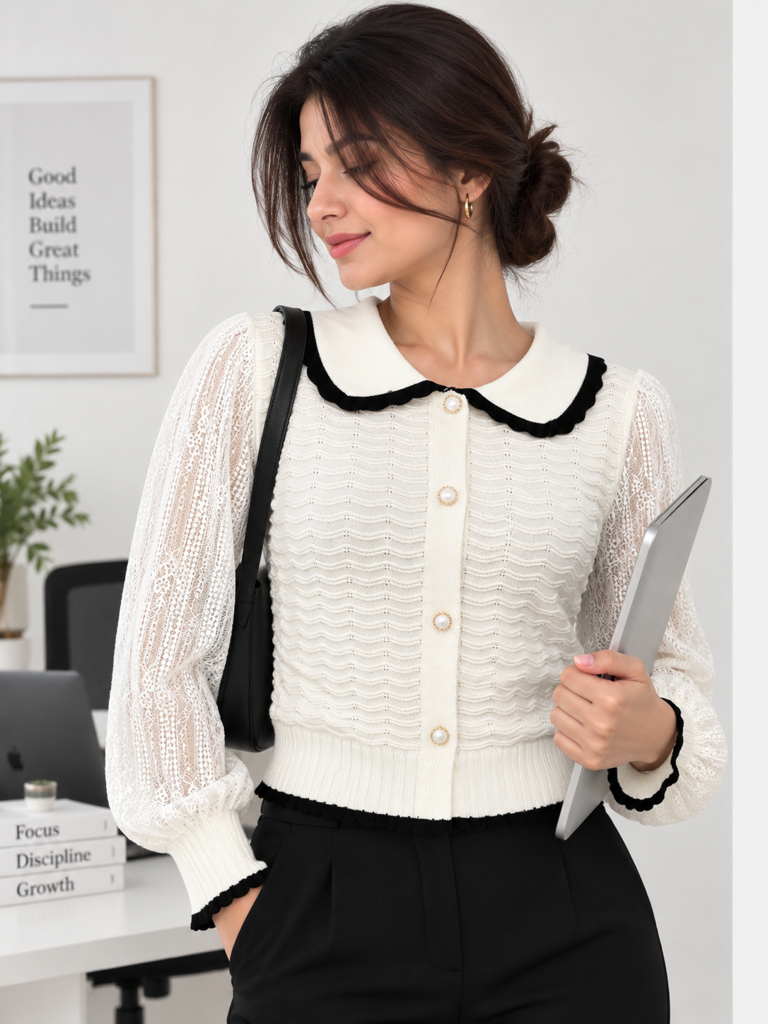 Pearl Button Knit Cardigan - Image 5
